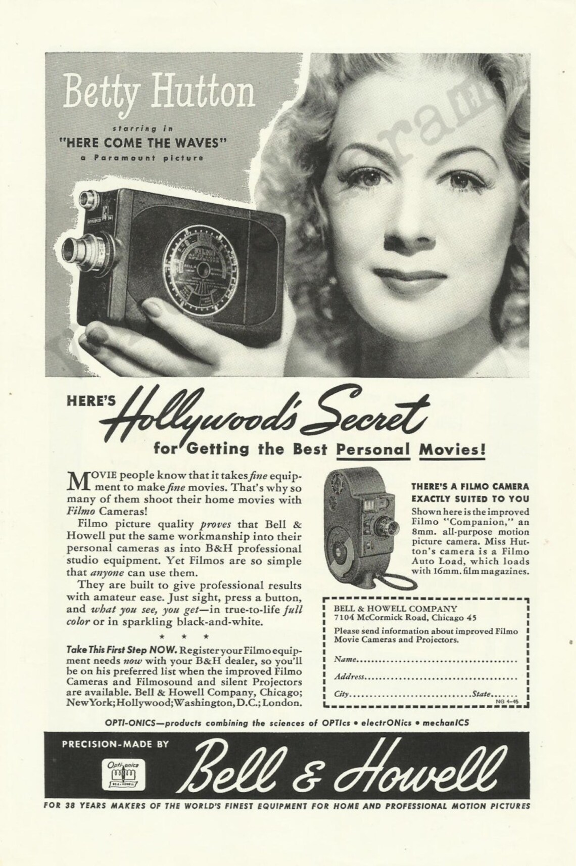 BELL & HOWELL Movie Camera Original 1945 Vintage Black and Etsy