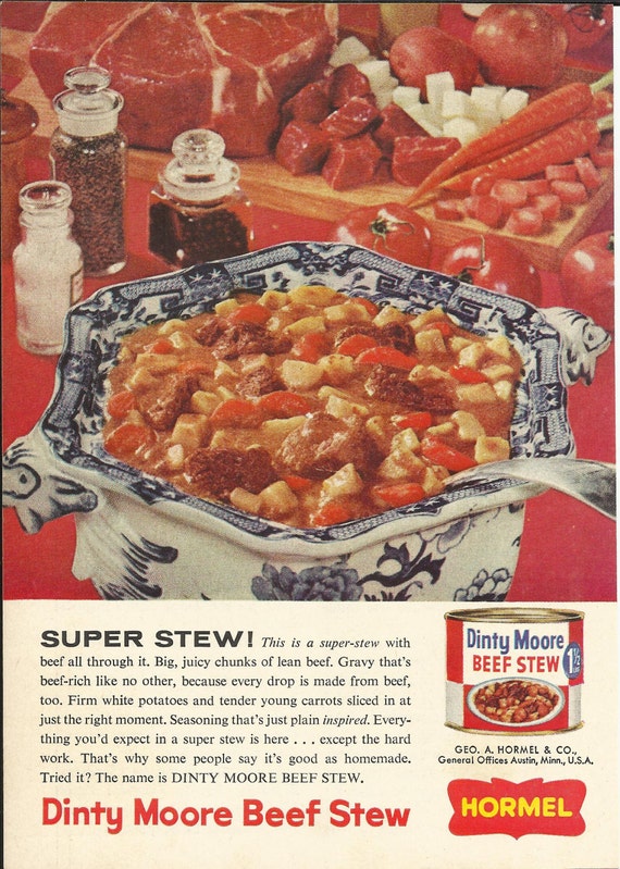Dinty Moore Beef Stew Original 1964 Vintage Print Ad Color Etsy
