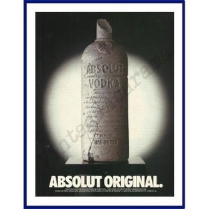 ABSOLUT VODKA Original 1992 Vintage Black & White Print Advertisement - &quot;Absolut Original.&quot; Museum Theme