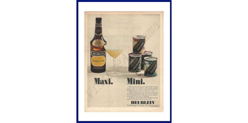 Bottled /& Canned Cocktails. Mini Maxi HEUBLEIN COCKTAILS Original 1970 Vintage Extra Large Color Print Advertisement