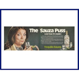 SAUZA TEQUILA Original 1974 Vintage Color Print Advertisement "The Sauza Puss (And How It's Made)"
