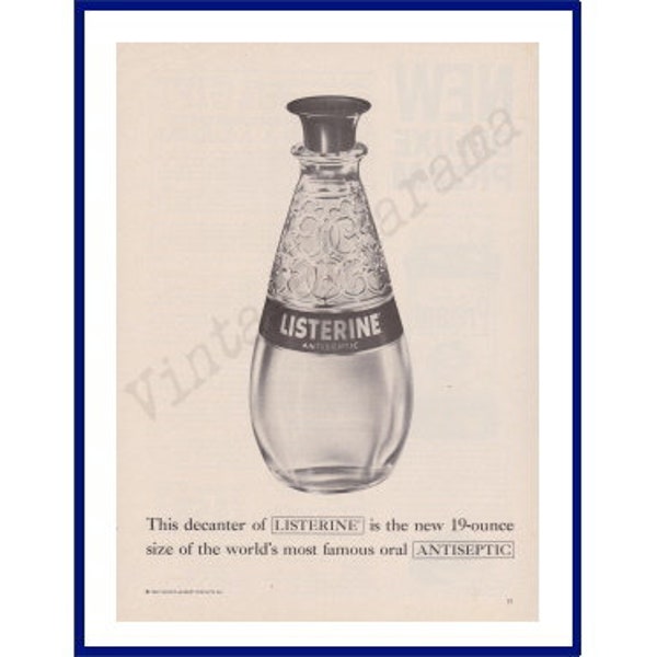 LISTERINE ANTISEPTIC MOUTHWASH Original 1962 Vintage Print Advertisement - Decorative Decanter