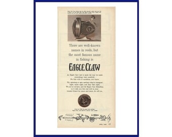 EAGLE CLAW REELS - Original 1965 Vintage Print Ad - There Are Well-Known  Names In Reels, But The Most Famous Name In Fishing Is Eagle Claw