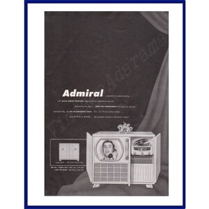 ADMIRAL Television / Phonograph / FM-AM Radio Original 1950 Vintage Black & White Print Advertisement