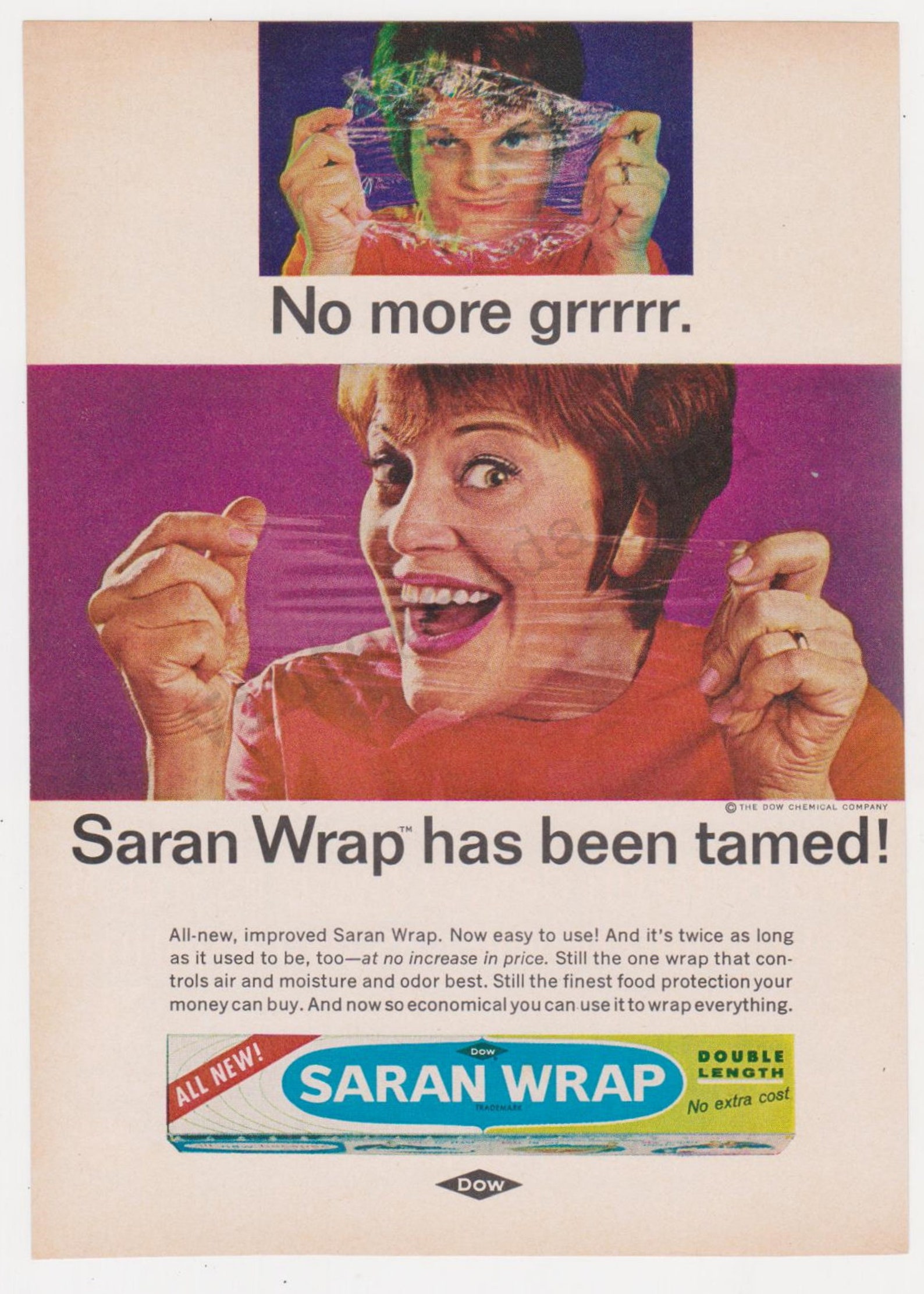 Funny / Humorous SARAN WRAP Original 1965 Vintage Color Print