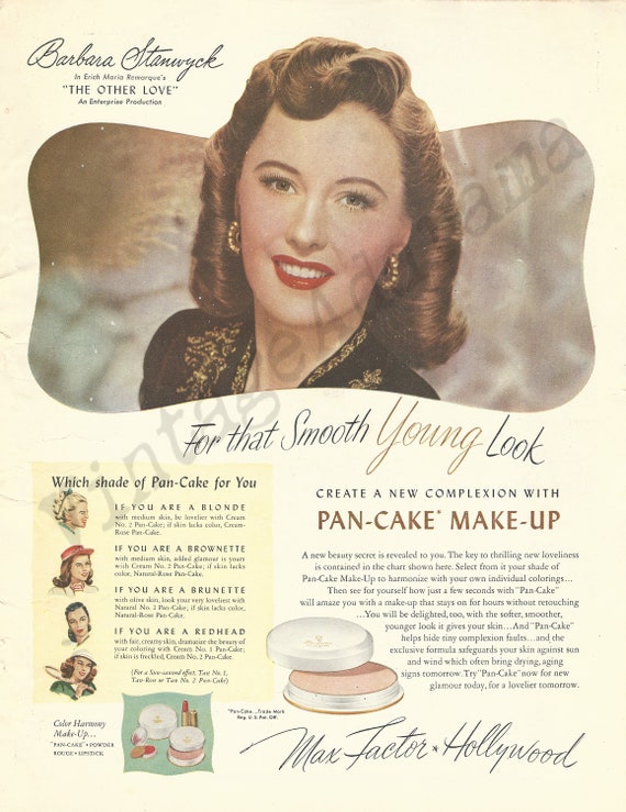 MAX FACTOR HOLLYWOOD Pan-cake Make-up Original 1947 Vintage Color