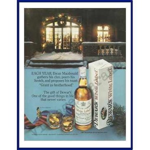 DEWAR&#39;S WHITE LABEL Scotch Whisky Original 1979 Vintage Color Print Advertisement - Christmas Theme