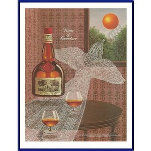 GRAND MARNIER LIQUEUR Original 1985 Vintage Color Print Advertisement -  White Lace Bird &quot;Vision Of Grandeur.&quot;