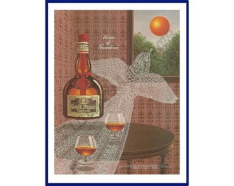 GRAND MARNIER LIQUEUR Original 1985 Vintage Color Print Anuncio - White Lace Bird &quot;Vision Of Grandeur&quot;.