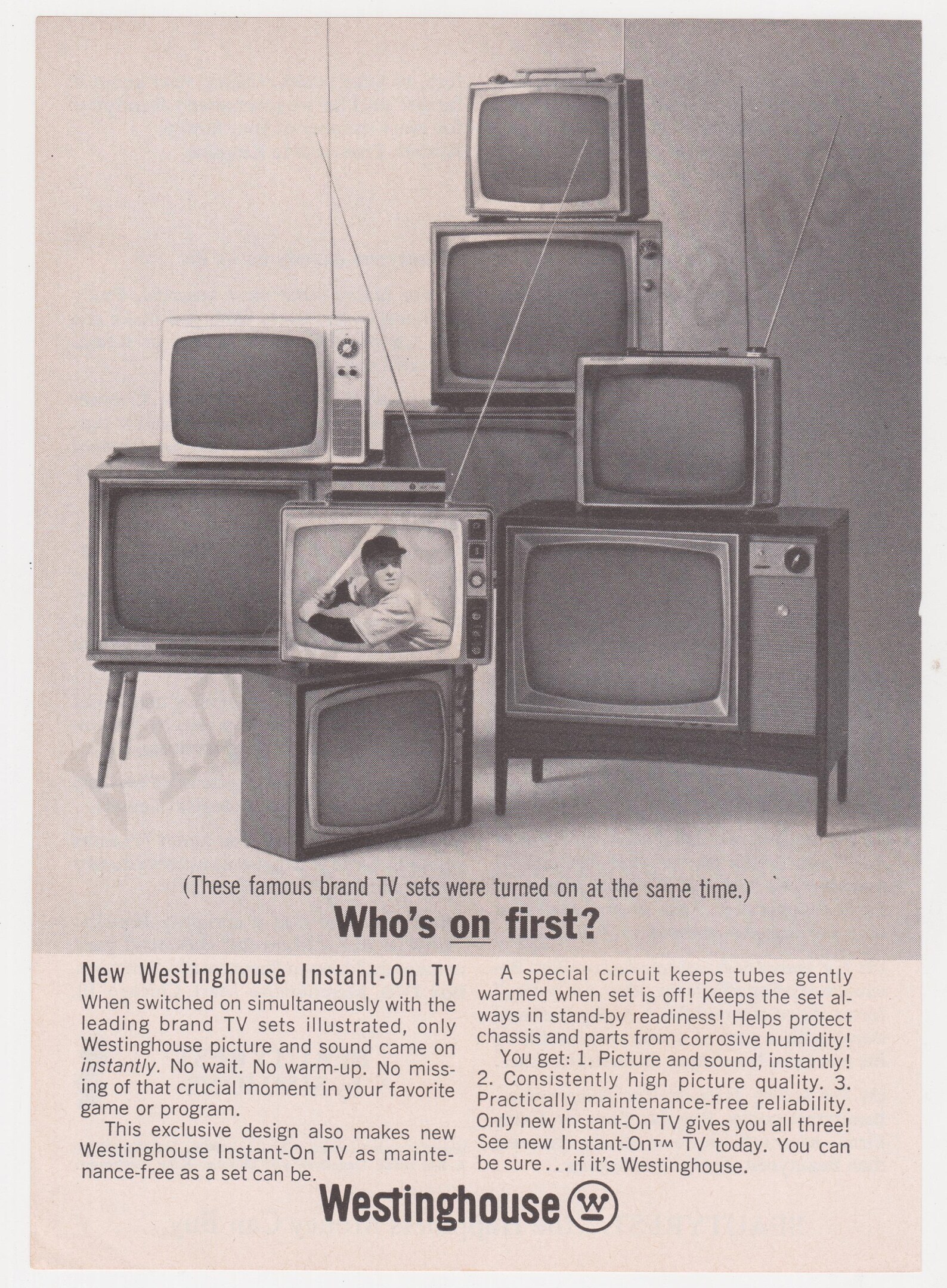 WESTINGHOUSE instant On Televisions Original 1963 Etsy