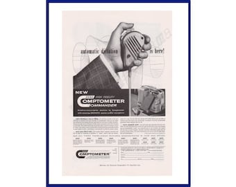 COMPTOMETER COMMANDER Dictation Machine Original 1956 Vintage Black & White Print Advertisement Business Recording Transcription Device