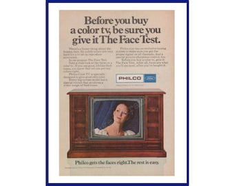 PHILCO COLOR Television Original 1968 Vintage Print Advertisement "Before You Buy A Color TV, Be Sure You Give It The Face Test"