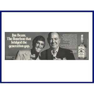 JIM BEAM Kentucky Bourbon Whiskey Original 1971 Vintage Print Advertisement &quot;Jim Beam. The Bourbon That Bridged The Generation Gap.&quot;