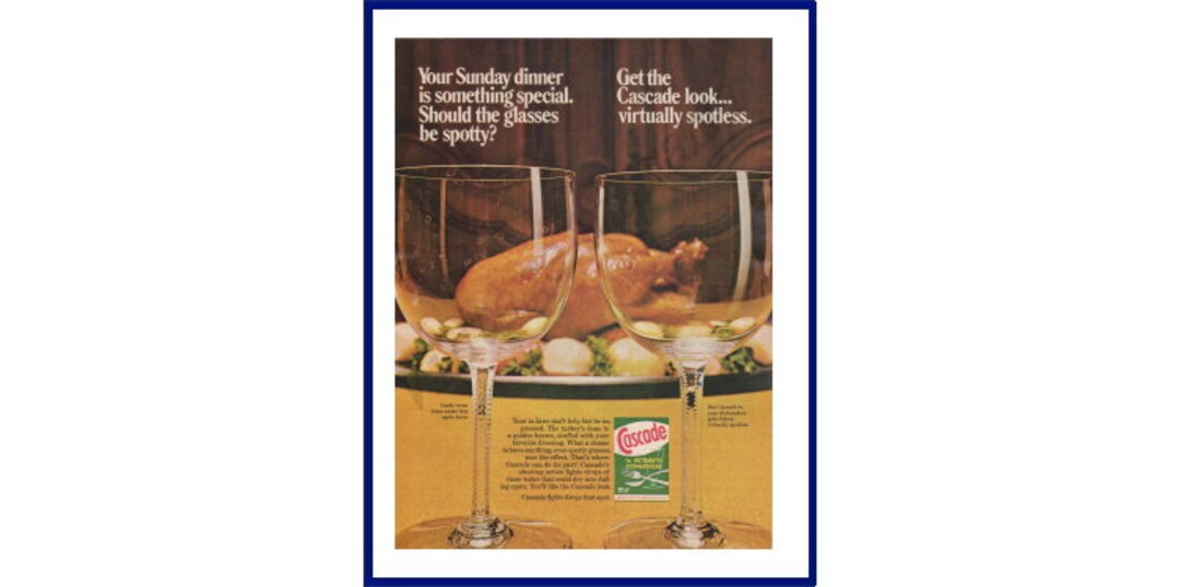 CASCADE DISHWASHER DETERGENT Original 1973 Vintage Color Print