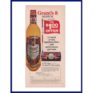 GRANT&#39;S SCOTCH WHISKY Original 1975 Vintage Color Print Anuncio - Spalding Golf Balls Mail-In Oferta