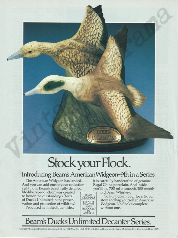 jim beam ducks unlimited decanter original 1983 vintage print etsy