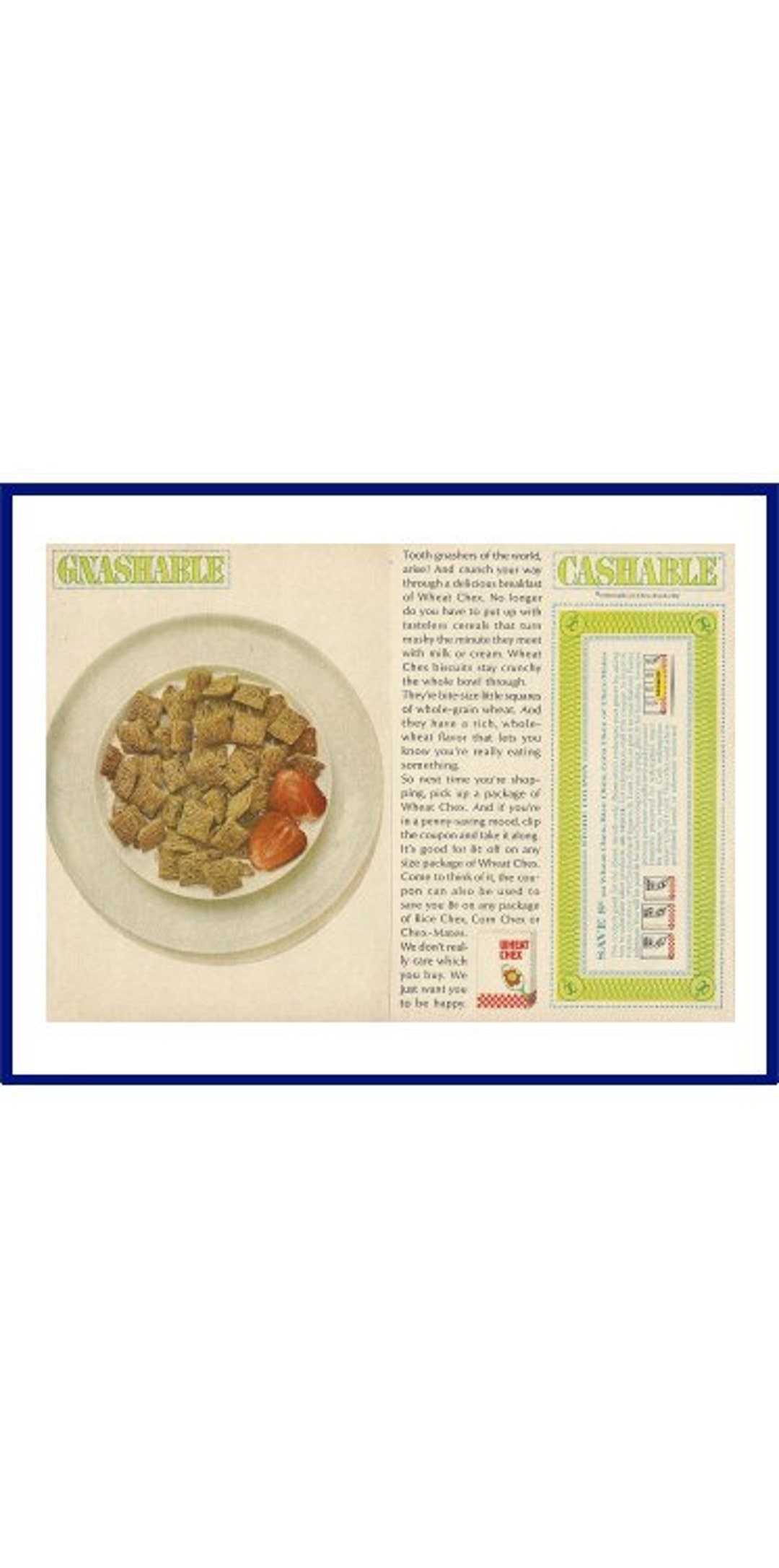 WHEAT CHEX Original 1963 Vintage Color Print Advertisement - Etsy Denmark