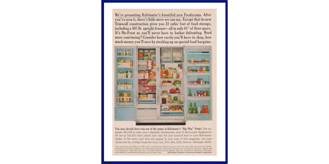 KELVINATOR FOODARAMA REFRIGERATOR Original 1965 Vintage Color Print
