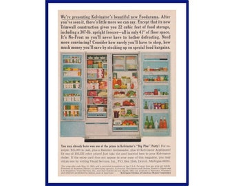 KELVINATOR FOODARAMA REFRIGERATOR Original 1965 Vintage Color Print Advertisement "We're Presenting Kelvinator's Beautiful New Foodarama."