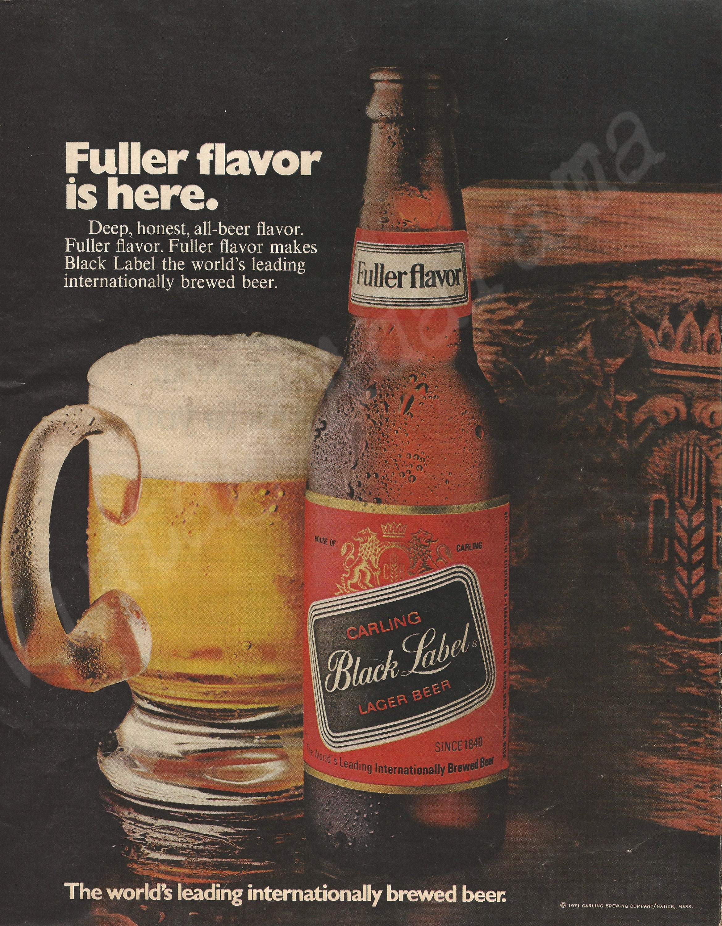 CARLING BLACK LABEL Beer Original 1971 Vintage Extra Large ...