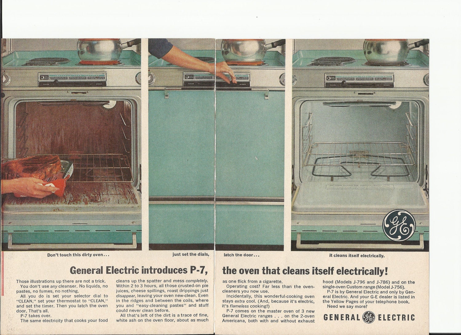 GE Self Cleaning Oven Original 1963 Vintage Print Ad Color Etsy