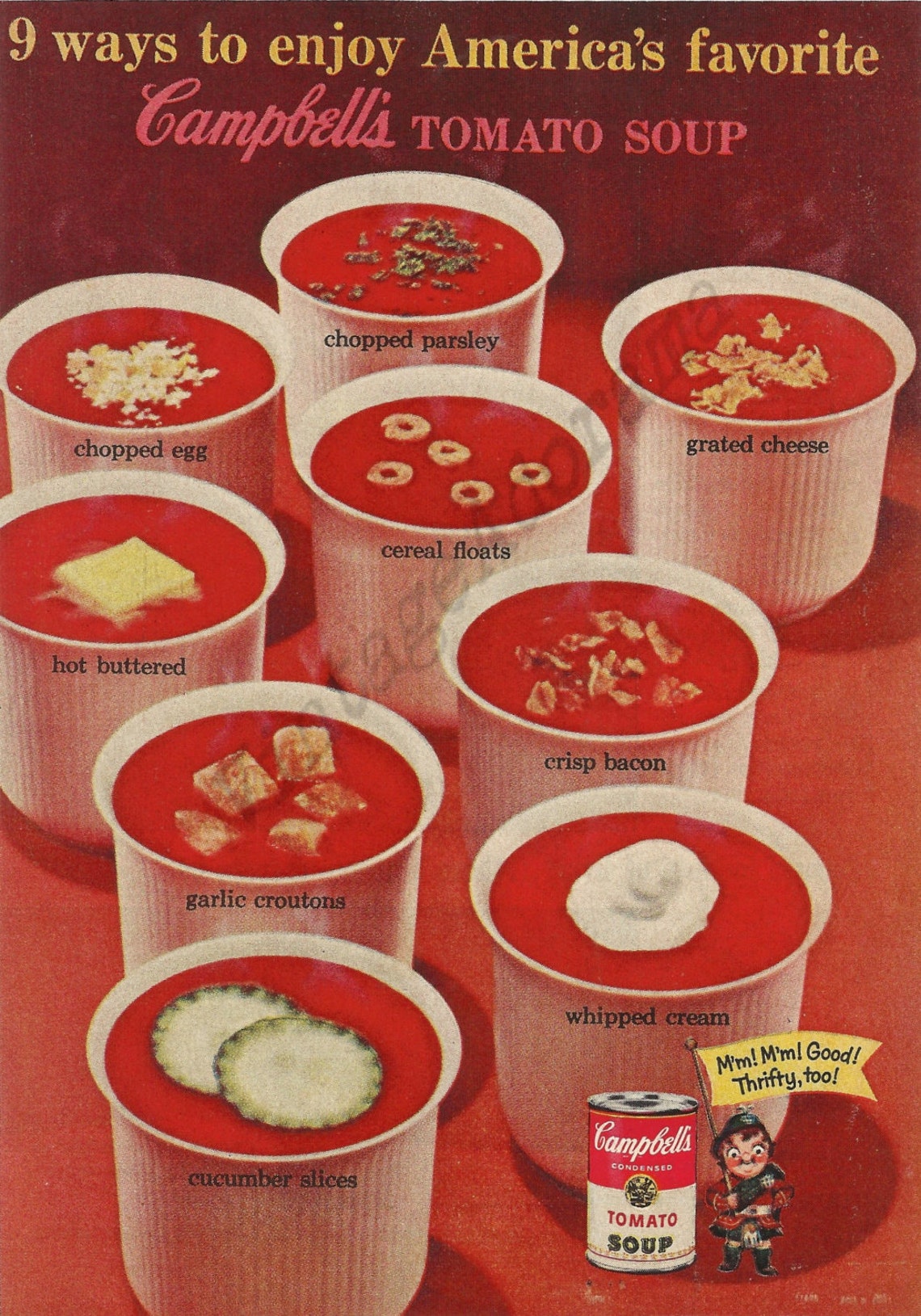 CAMPBELL'S TOMATO SOUP Original 1963 Vintage Color Print Advertisement