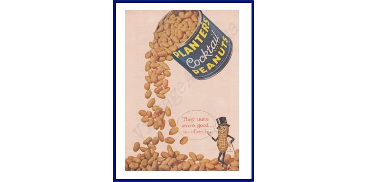 PLANTERS COCKTAIL PEANUTS Original 1959 Vintage Color Print - Etsy