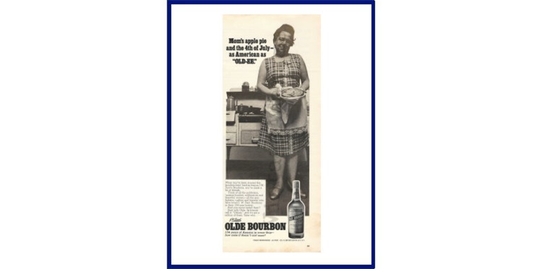 OLDE BOURBON Original 1970 Vintage Black & White Print