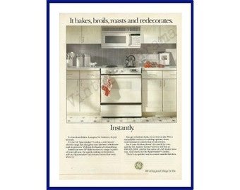 GE SPACEMAKER COMBO Original 1991 Vintage Color Print Advertisement - White General Electric Electric Range & Microwave Oven