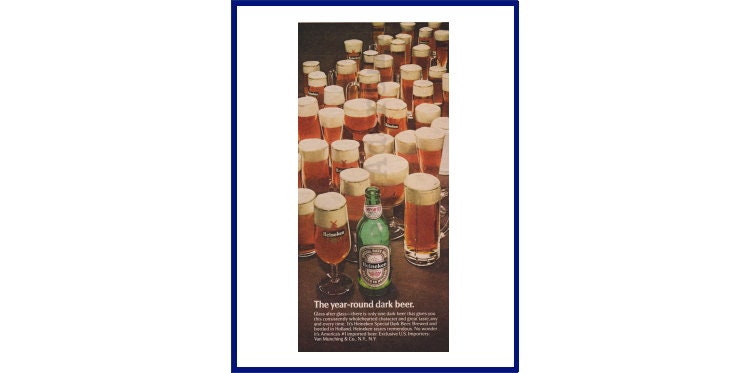 HEINEKEN SPECIAL DARK Beer Original 1978 Vintage Color Print Advertisement "The Year-Round Dark Beer." Rotterdam, Holland / The Netherlands