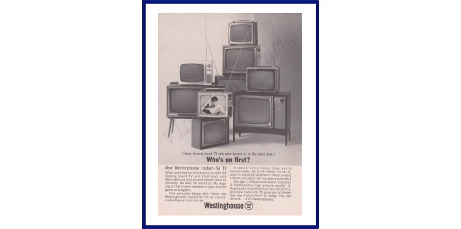 WESTINGHOUSE instant On Televisions Original 1963 Etsy