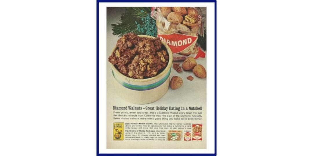 DIAMOND WALNUTS Original 1964 Vintage Color Print Advertisement diamond ...