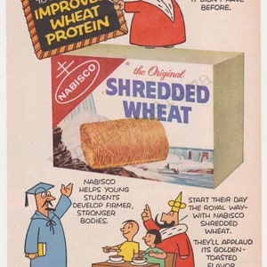 NABISCO SHREDDED WHEAT Breakfast Cereal Original 1964 Vintage Print Advertisement The Little King Cartoon by Otto Soglow image 3