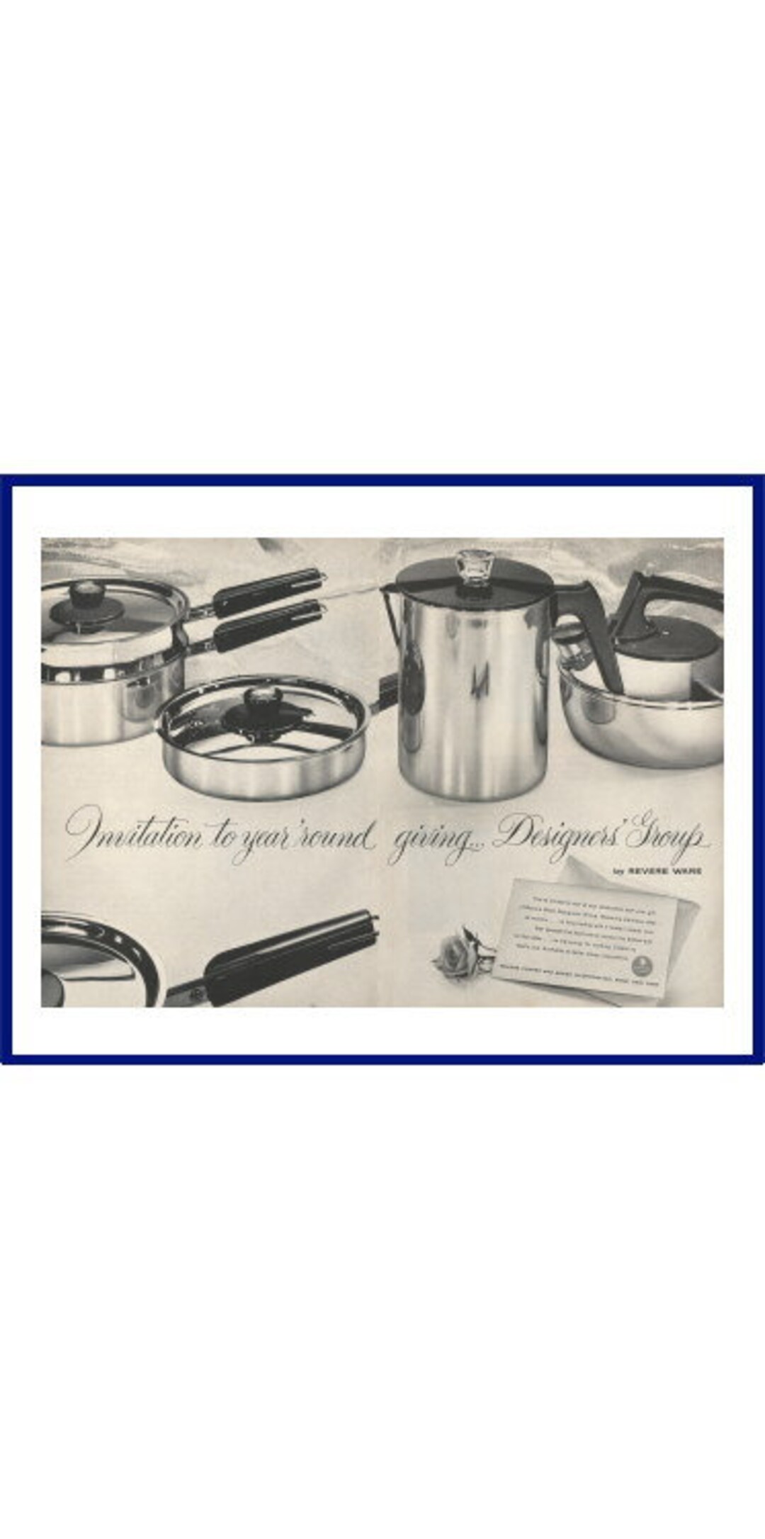 REVERE WARE Designers' Group Original 1961 Vintage Black & White Print