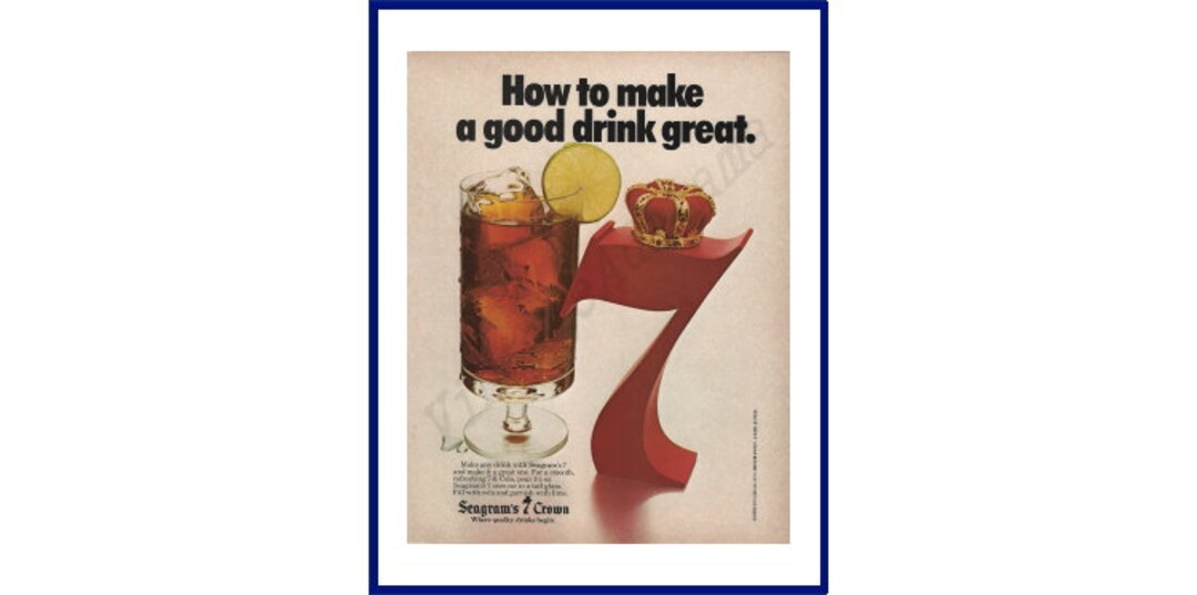 SEAGRAM'S SEVEN CROWN Whiskey Original 1979 Vintage Color Print ...