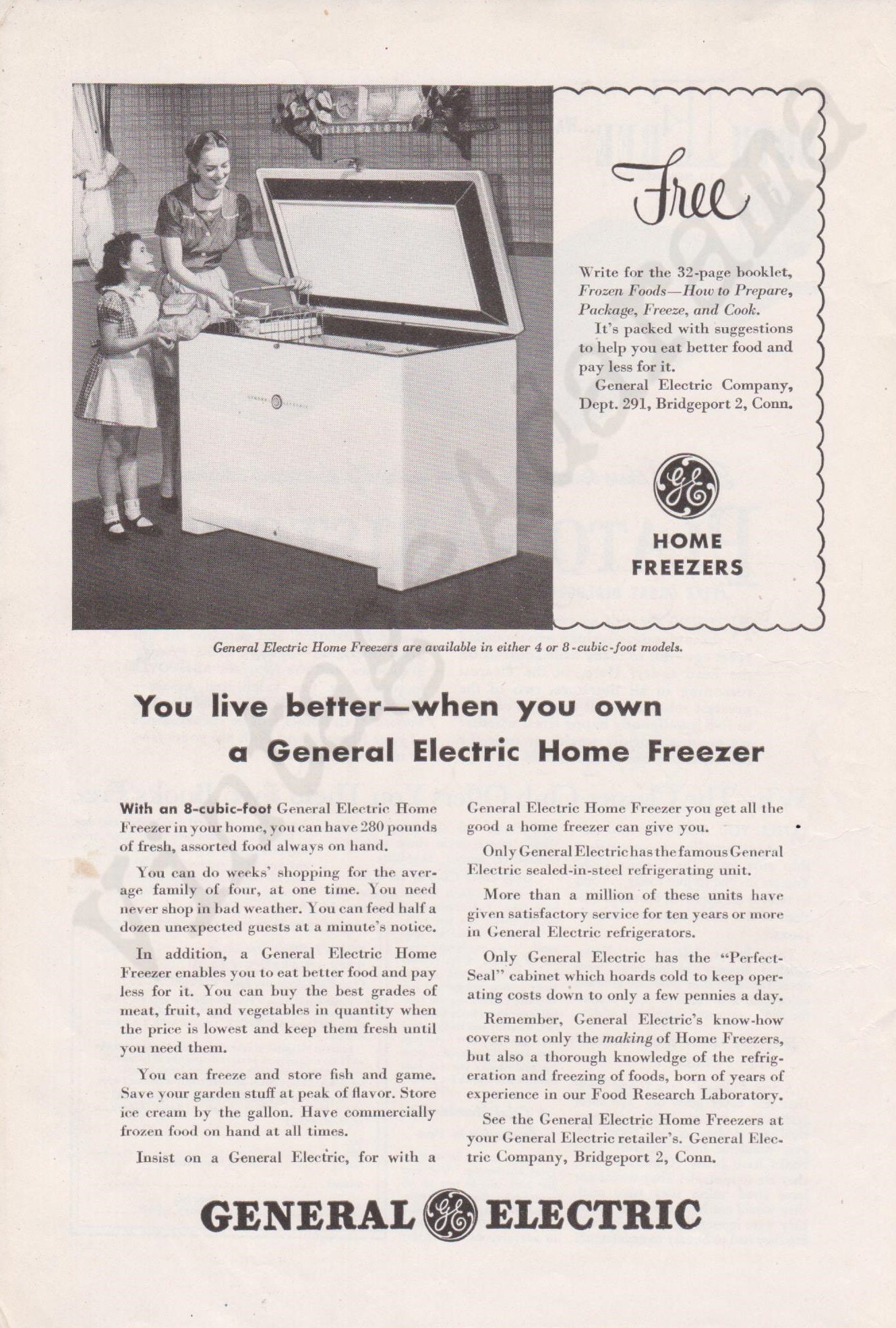 GENERAL ELECTRIC Home Freezer Original 1947 Vintage Print Etsy