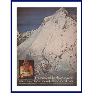 GRAND MARNIER LIQUEUR Original 1979 Vintage Color Print Advertisement - Mount Everest, Himalaya Mountains, Tibet