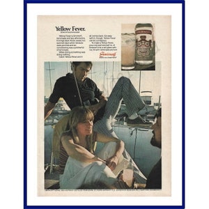 SMIRNOFF VODKA Original 1976 Vintage Color Print Advertisement &quot;Yellow Fever.&quot; Cocktail / Mixed Drink / Lemonade / Sailing Theme