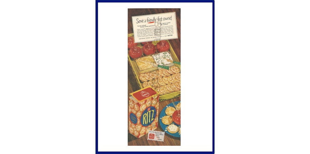 First Ritz Cracker NABISCO RITZ CRACKERS Original 1947 Vintage Color Print Advertisement ...