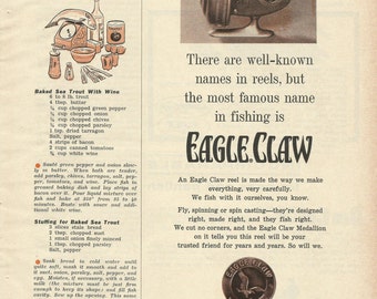 EAGLE CLAW REELS - Original 1965 Vintage Print Ad - There Are Well-Known  Names In Reels, But The Most Famous Name In Fishing Is Eagle Claw