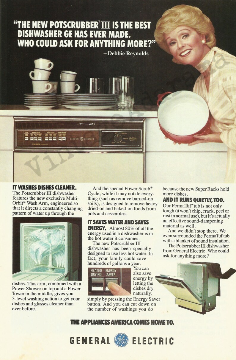 GENERAL ELECTRIC DISHWASHER Original 1978 Vintage Color Print Etsy