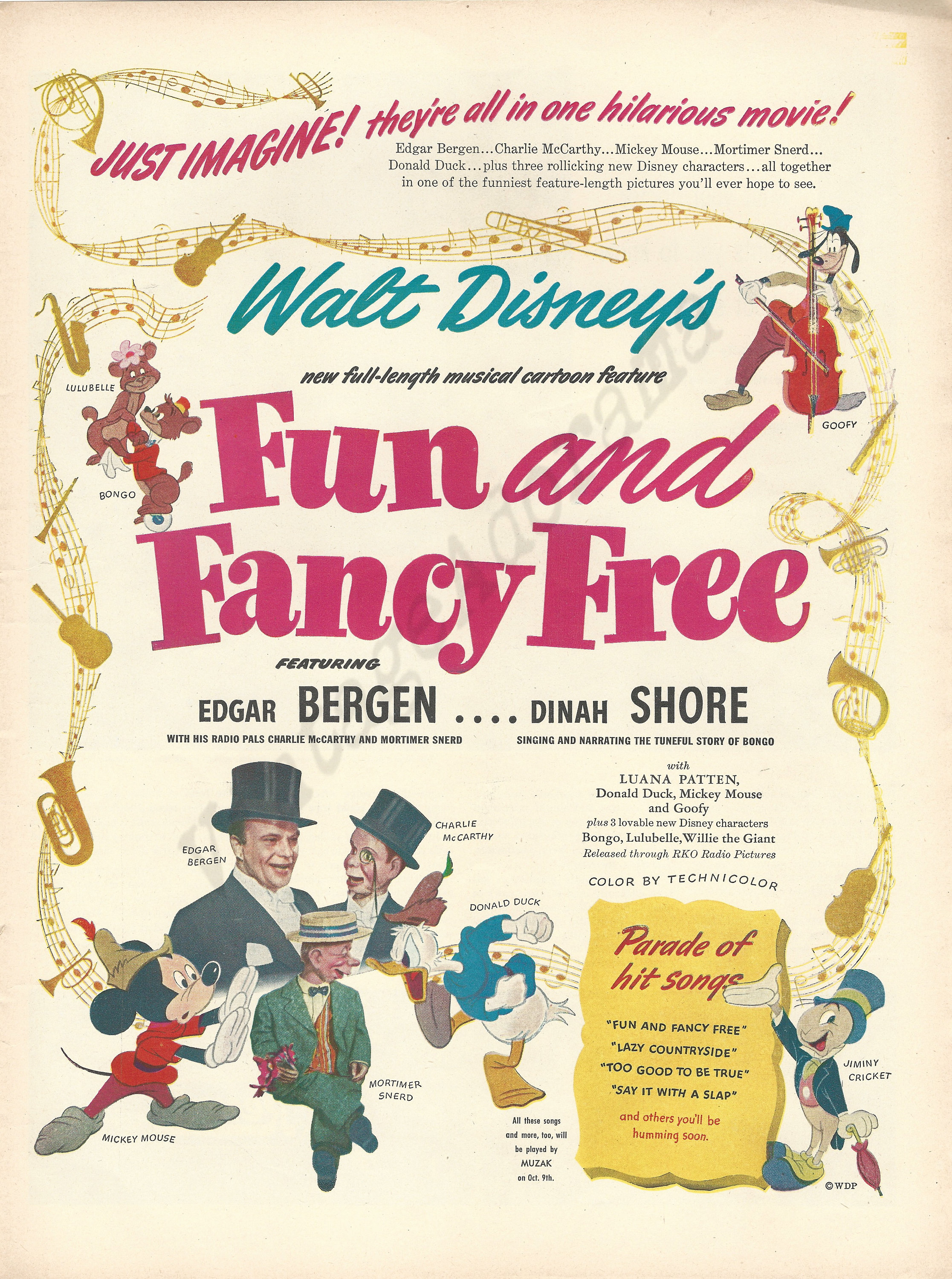 Walt Disney's FUN and FANCY FREE Motion Picture Original 1947 Vintage ...