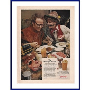 SMIRNOFF VODKA Original 1972 Vintage Color Print Advertisement &quot;The Midnight Brunch&quot; Screwdriver Recipe / Community Theater Actors Theme