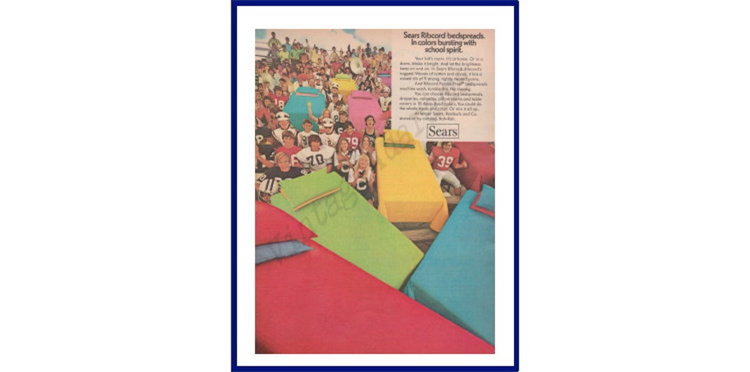 SEARS RIBCORD BEDSPREADS Original 1973 Vintage Color Print