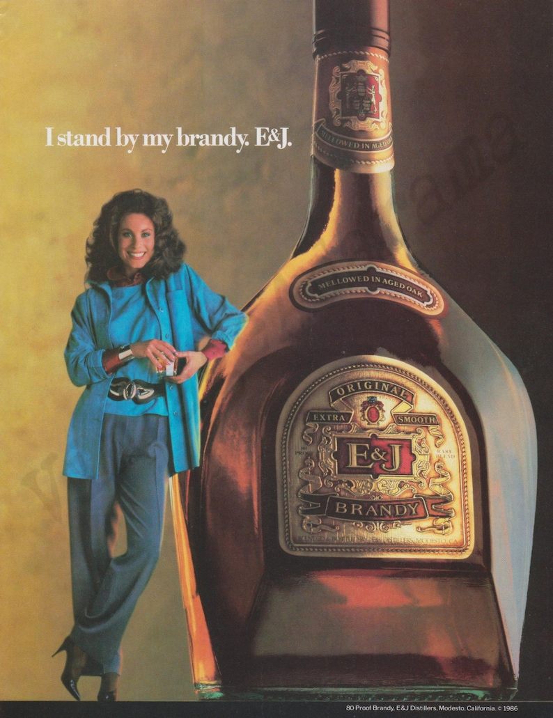 E & J BRANDY Original 1986 Vintage Color Print Advertisement i Stand by