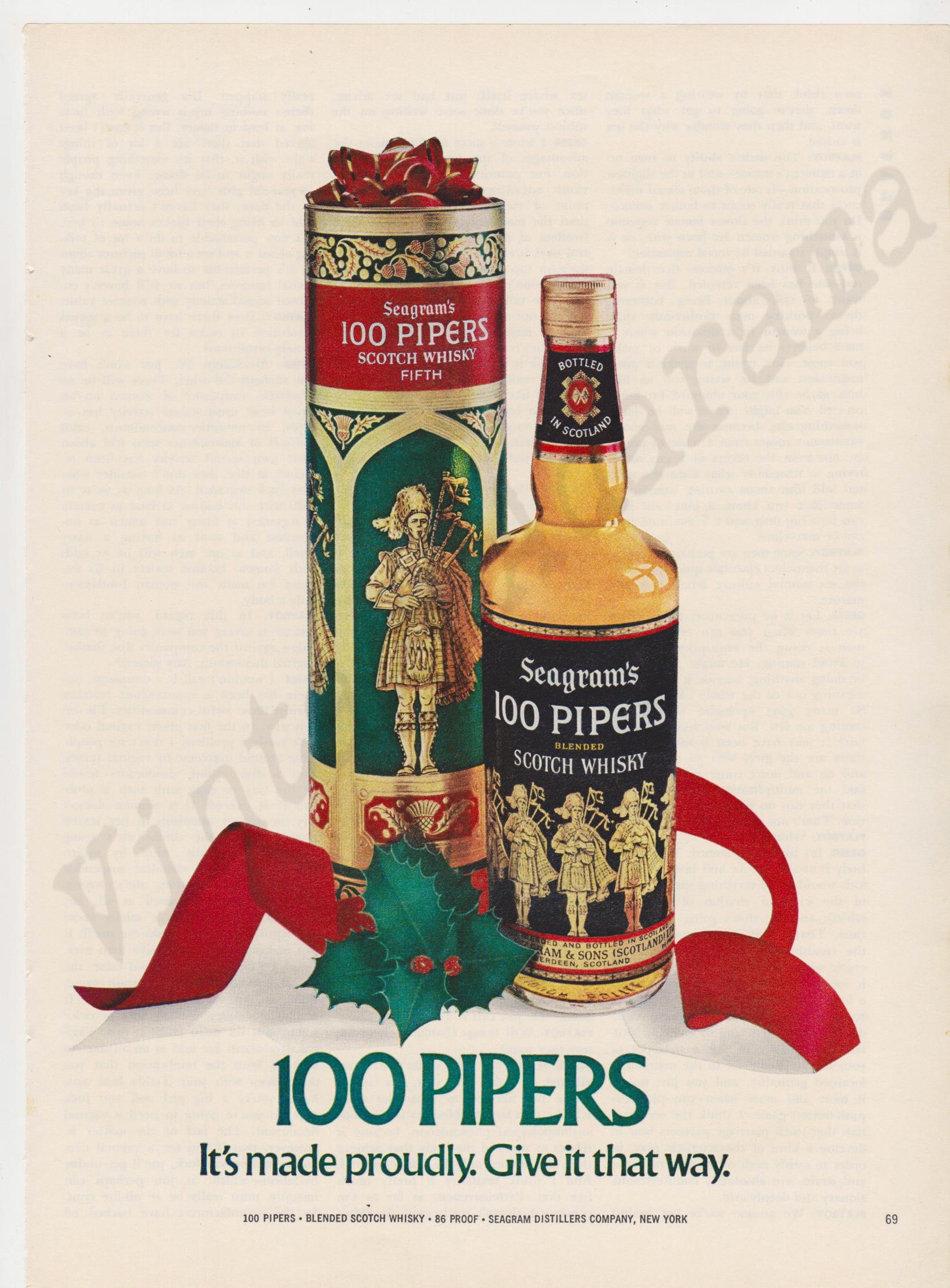 Пару постеров старой рекламы алкоголя. Шотландско-индийский виски 100 Pipers История,Алкоголь,Крепкие напитки,Реклама