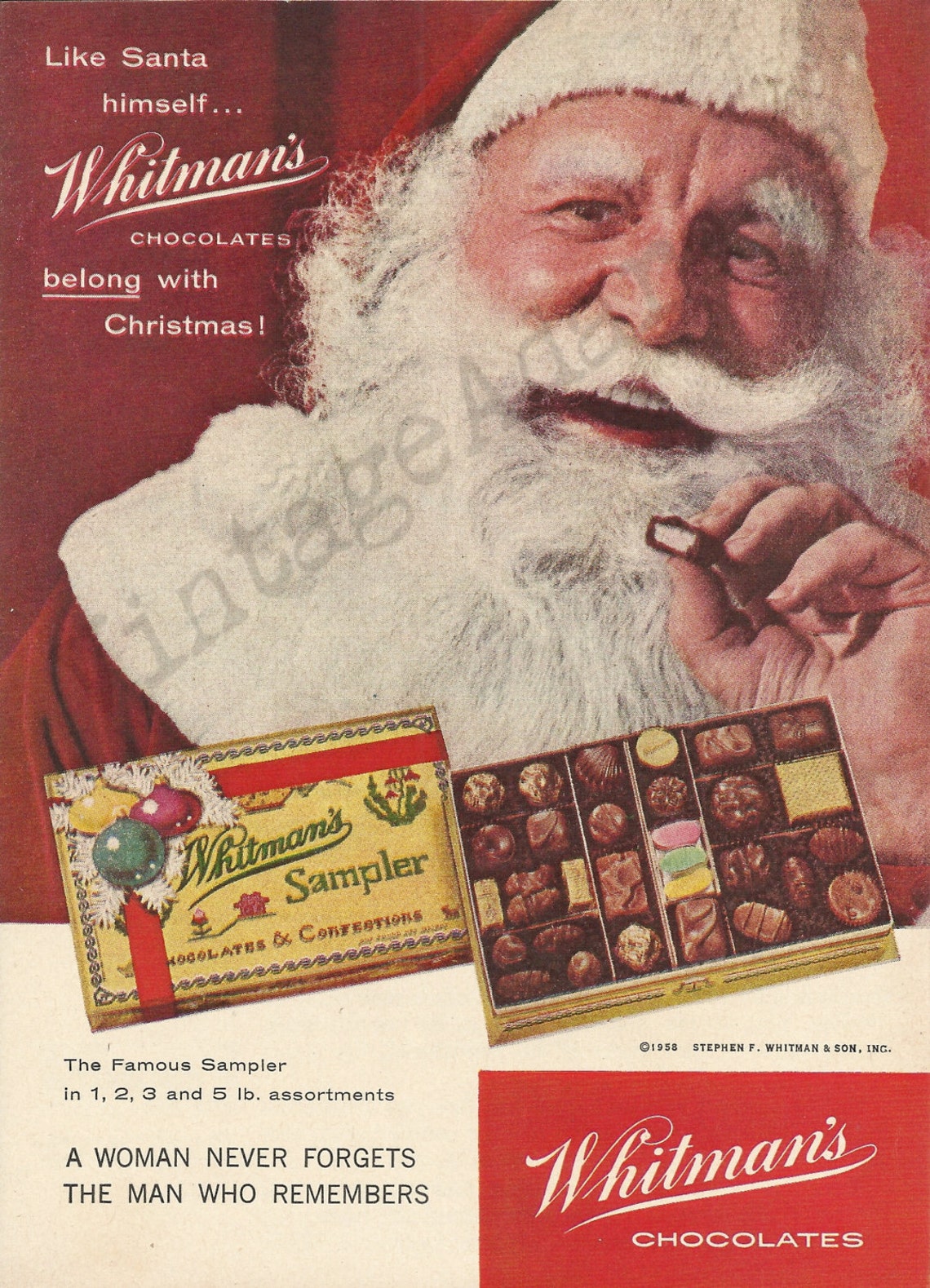 WHITMAN'S CHOCOLATES Original 1959 Vintage Color Print Etsy