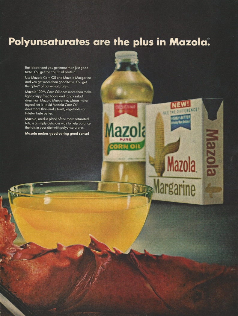 MAZOLA Margarine & Corn Oil Original 1967 Vintage Extra Large Color