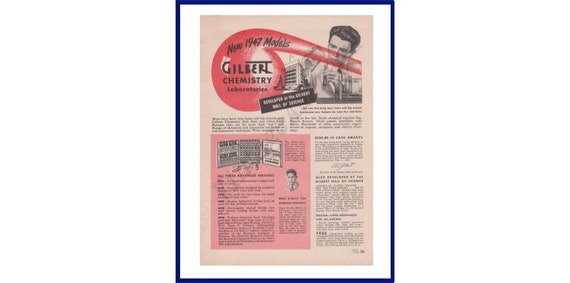 Gilbert Chemistry Set Original 1946 Vintage Print Werbung | Etsy