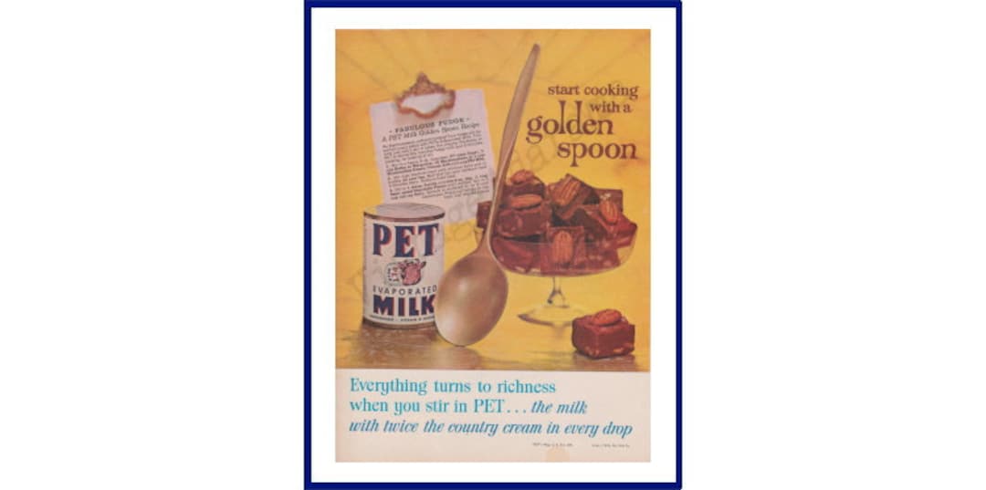 PET EVAPORATED MILK Original 1962 Vintage Color Print Advertisement